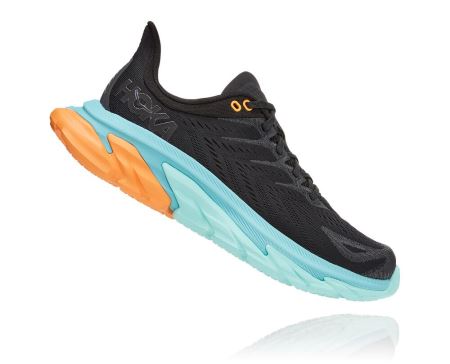 Hoka One One Clifton Edge Homem - Tenis Corrida Estrada Pretas / Luz Turquesa | PT-wU1o8Ge